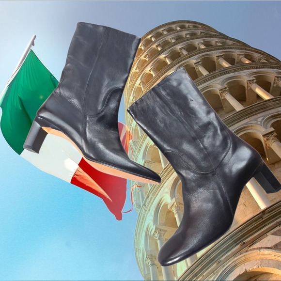 Cole Haan Crafted in Italy Black Leather Mid-Calf Boots – Size 8.5B – NOS - Picture 12 of 16